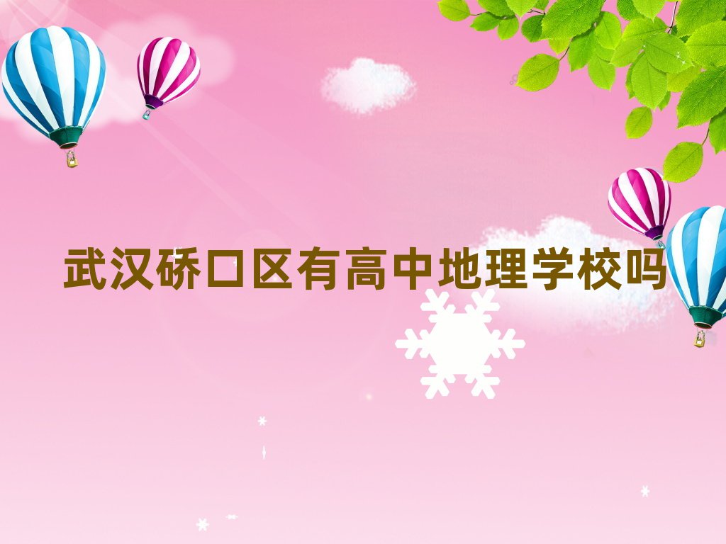武汉硚口区有高中地理学校吗