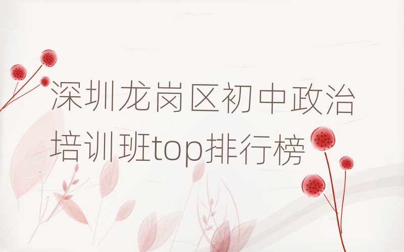 深圳龙岗区初中政治培训班top排行榜