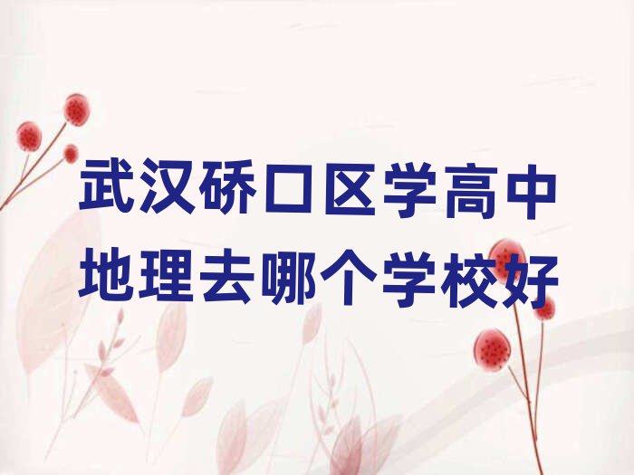 武汉硚口区学高中地理去哪个学校好