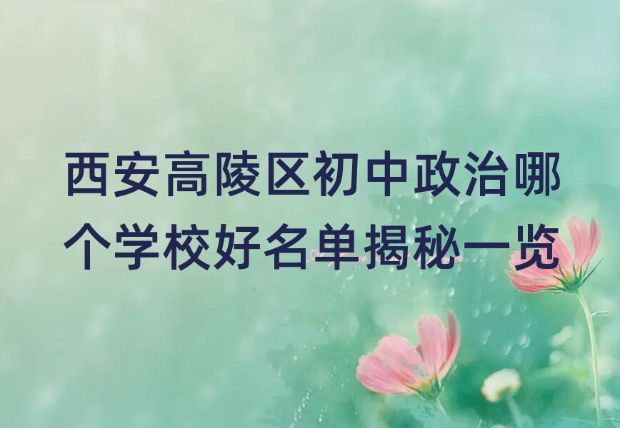 西安高陵区初中政治哪个学校好名单揭秘一览