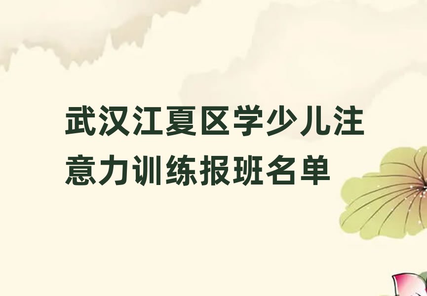 武汉江夏区学少儿注意力训练报班名单